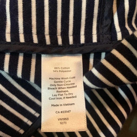 Talbots Blazer Women Size Large Petite Navy White Stripes Cotton Blend Nautical - Picture 4 of 5